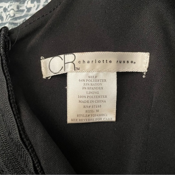 Charlotte Russe Black Pinstriped Career Dress with Red Patent Belt - Picture 9 of 9